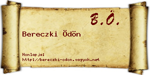 Bereczki Ödön névjegykártya